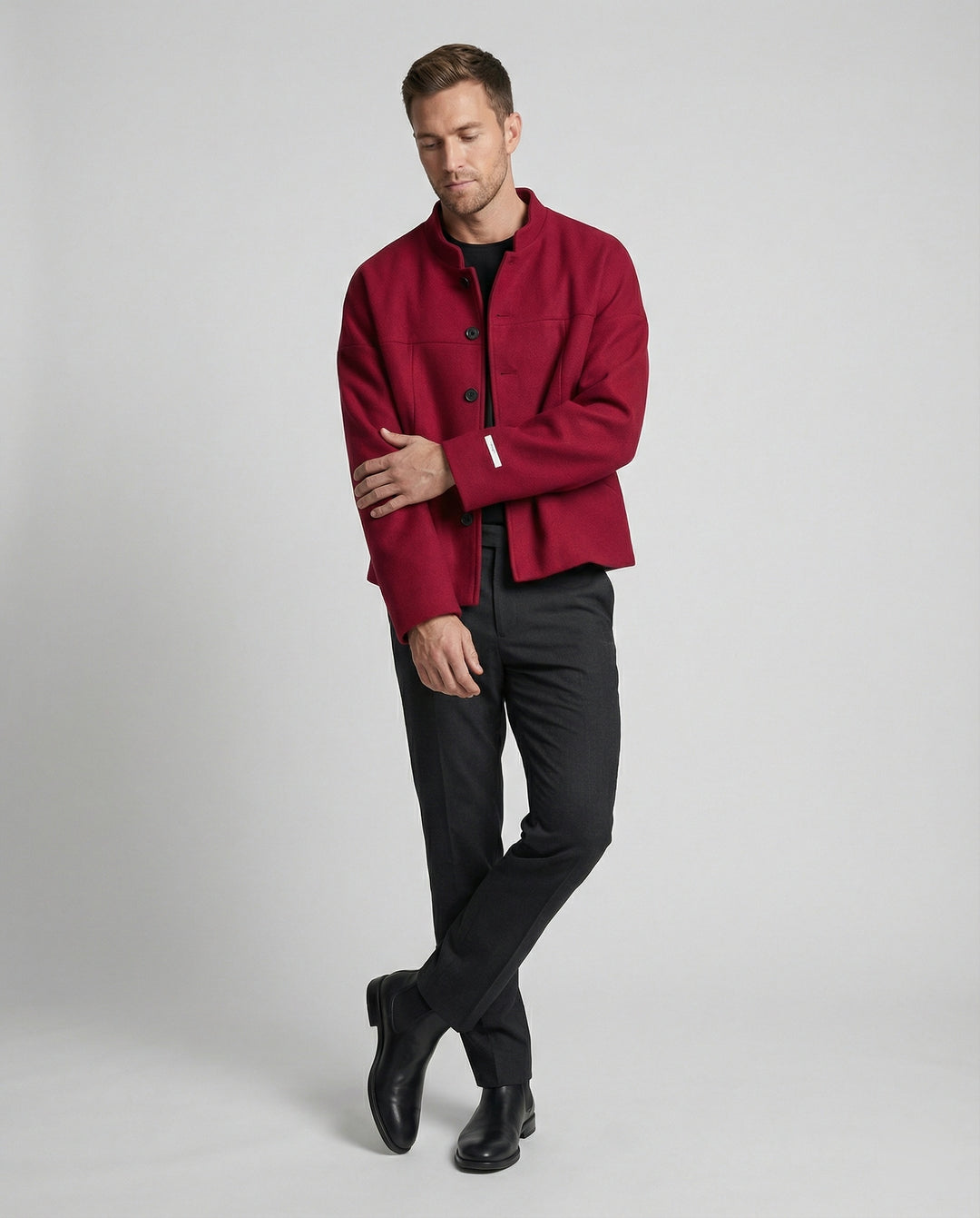 Herren Kurzjacke Stehkragen Retro Design Chinesischer Stil Herbst Trend
