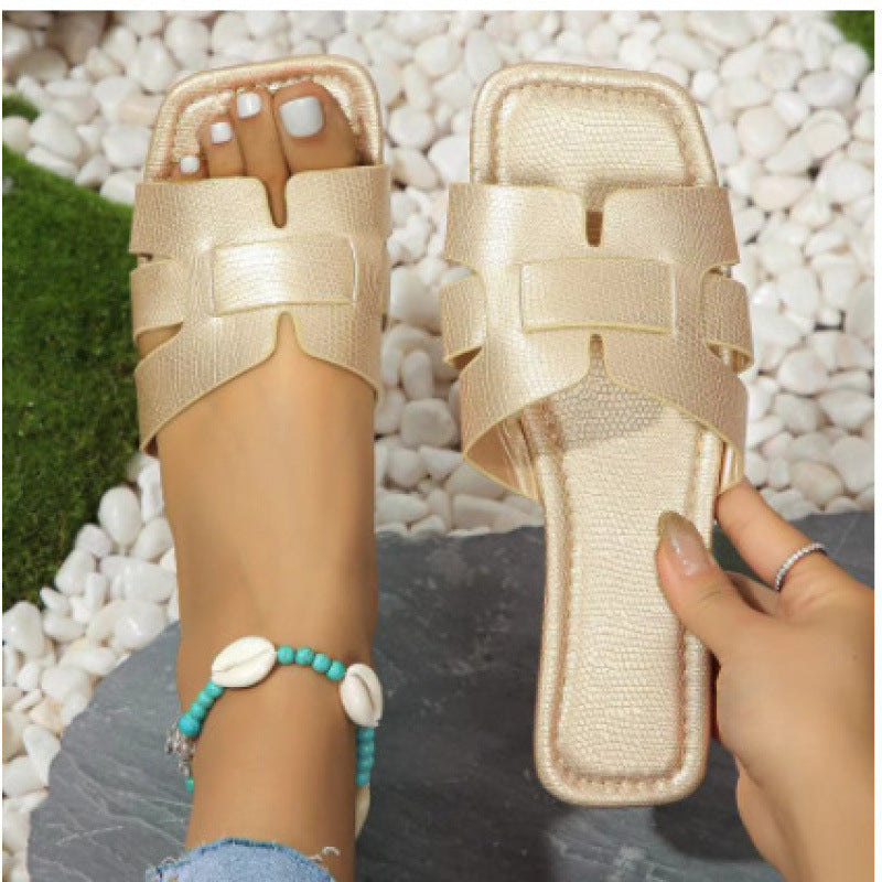 Damen modische Slip-On Sandalen mit Leopardenmuster und bequemer Fußbettgestaltung EB