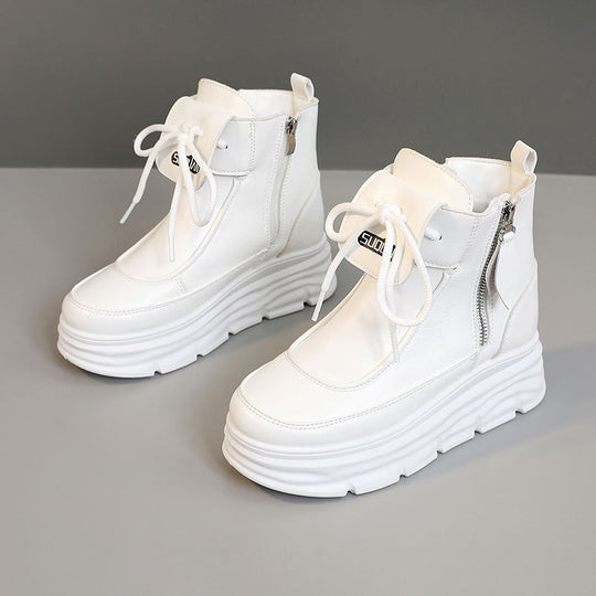 Damen Hohe Plateausneaker mit seitlichem Reißverschluss und komfortablem Innenfutter EB