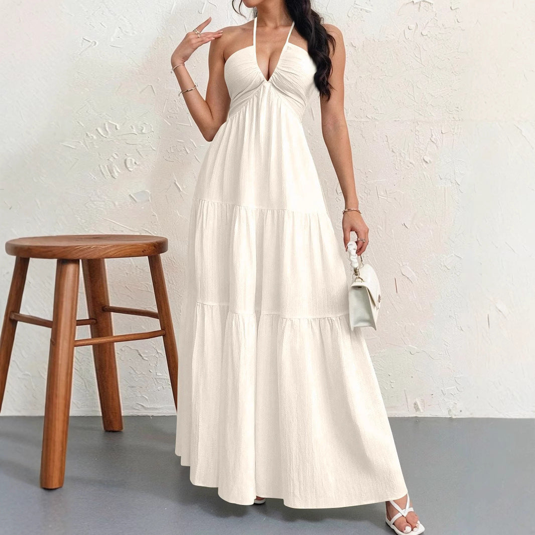 Damen Maxikleid mit fließendem Schnitt und tiefem Ausschnitt EB