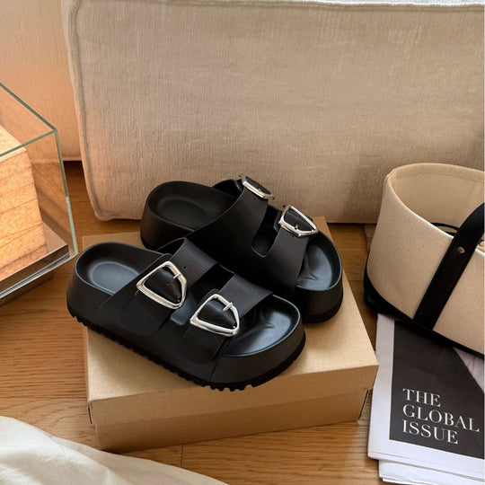 Damen modische Flip-Flops mit verstellbaren Schnallen und rutschfester Sohle EB