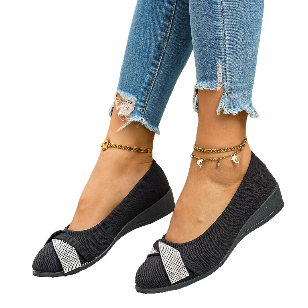 Damen Komfortable Ballerinas mit eleganter Schleifen-Applikation und modischem Glitzer EB
