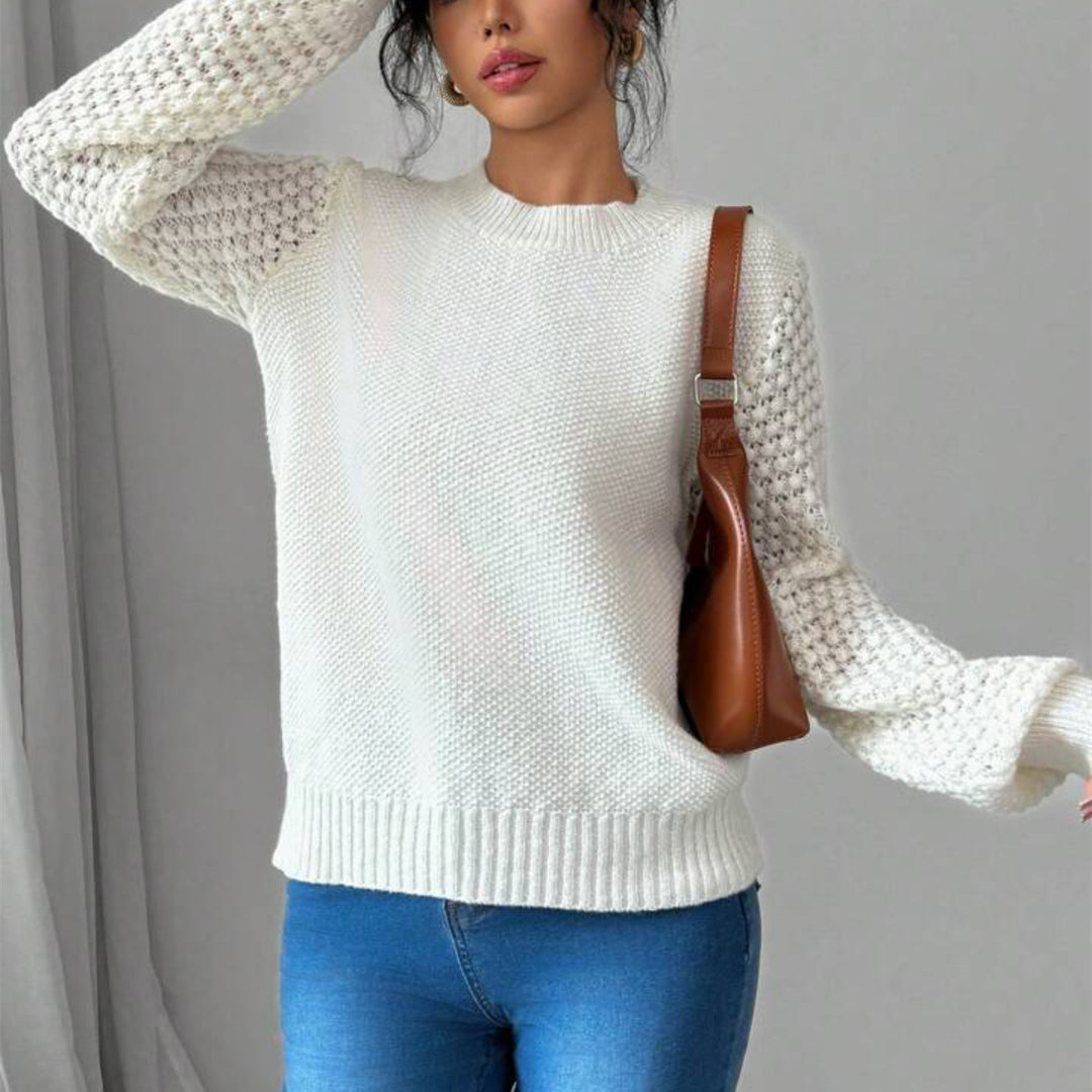 Damen modischer Pullover mit raffinierten Strickdetails EB