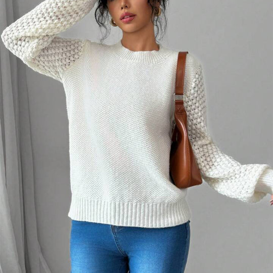 Damen modischer Pullover mit raffinierten Strickdetails EB