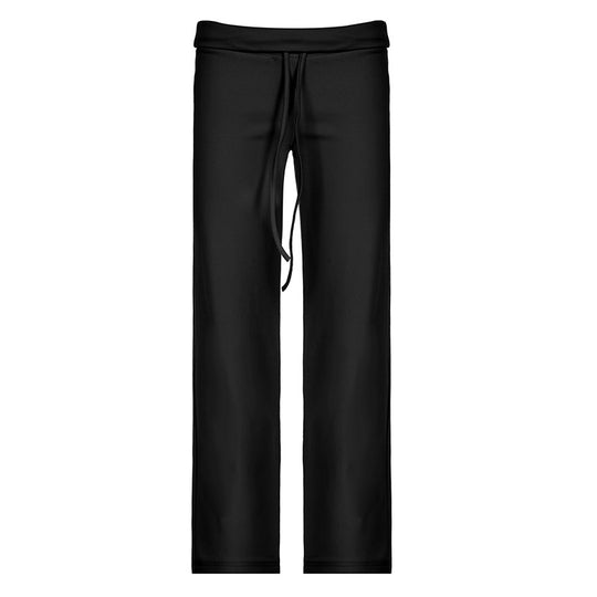 Damen nan weiche Highwaist-Loungehose aus Baumwollmix mit elastischem Komfortbund, Bindekordel und geradem Bein EB