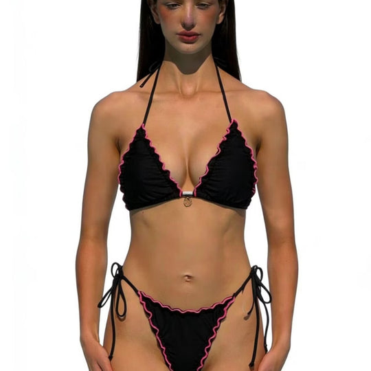 Damen Triangel-Bikini mit verspielten Rüschen EB