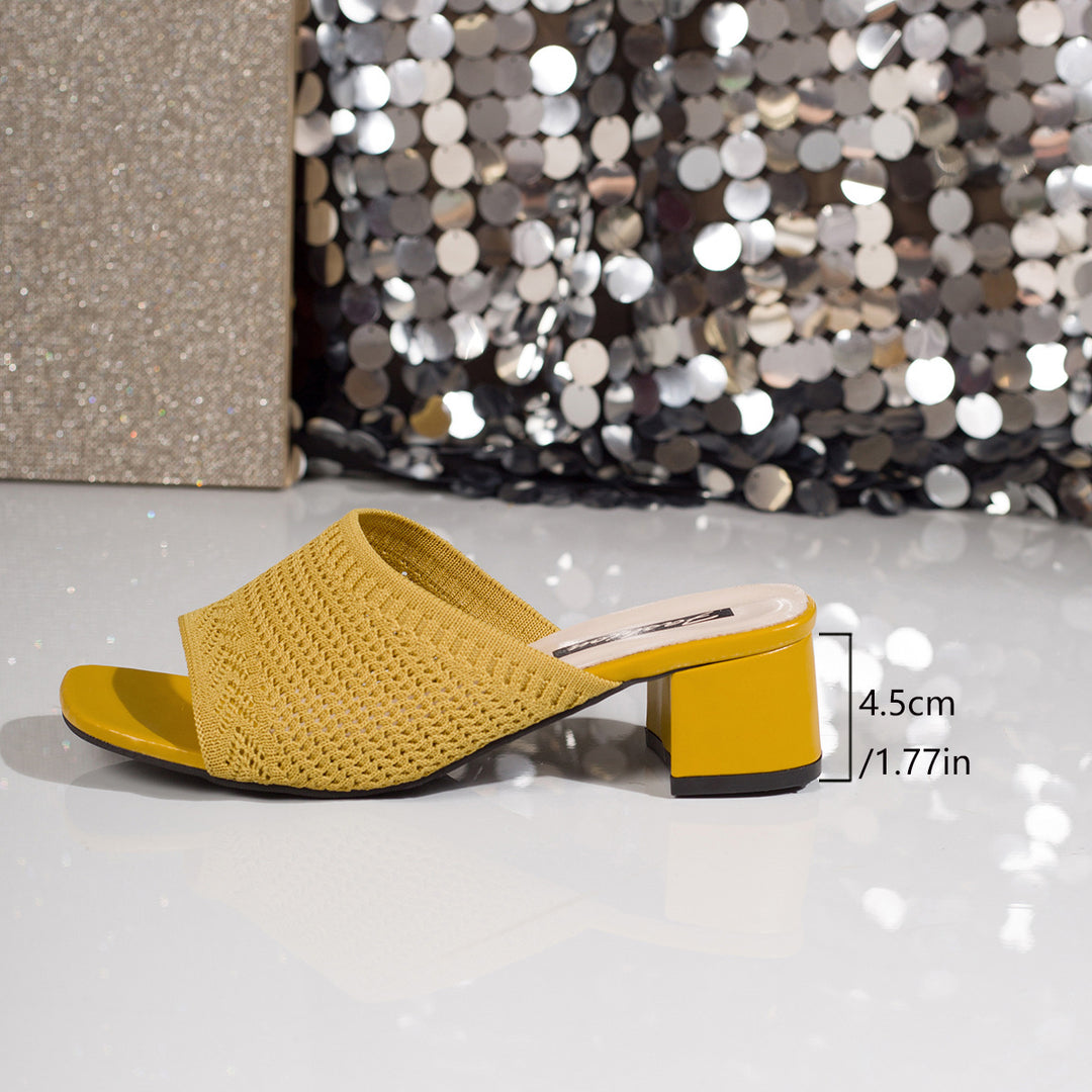 Damen Komfortable offene Mules mit trendigem Blockabsatz EB