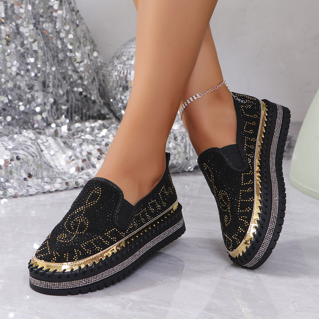 Damen Slip-On Sneakers mit funkelndem Strass EB