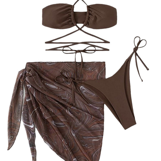 Damen Bikini mit raffiniertem Kreuz-Design und zartem Wickelrock EB