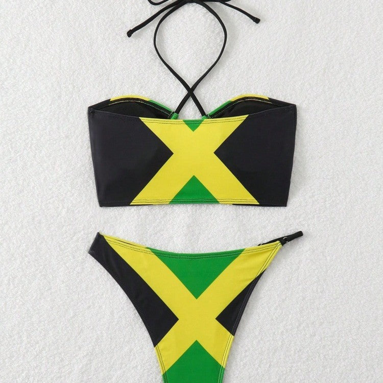 Damen Bikini mit trendy gekreuztem Oberteil und hohem Beinausschnitt EB