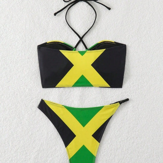 Damen Bikini mit trendy gekreuztem Oberteil und hohem Beinausschnitt EB