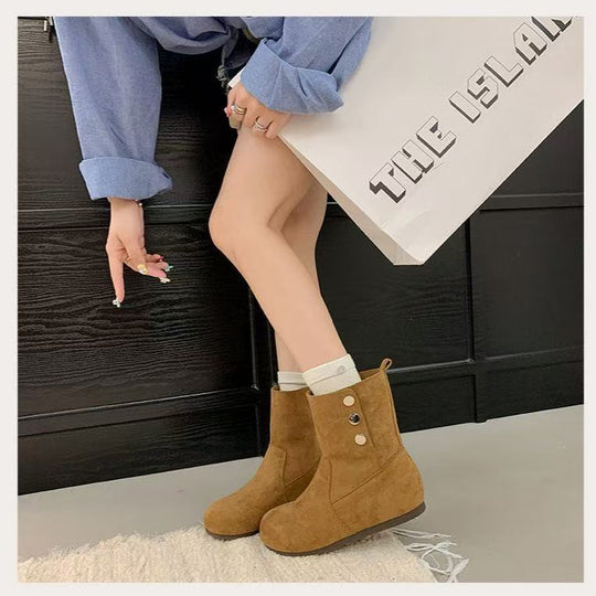 Damen Stylische Stiefeletten mit modischen Knopfdetails EB
