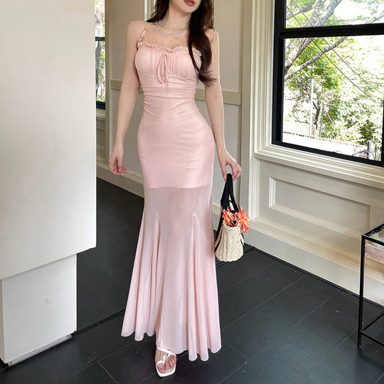 Damen Elegantes Maxikleid mit raffinierten Rüschendetails EB