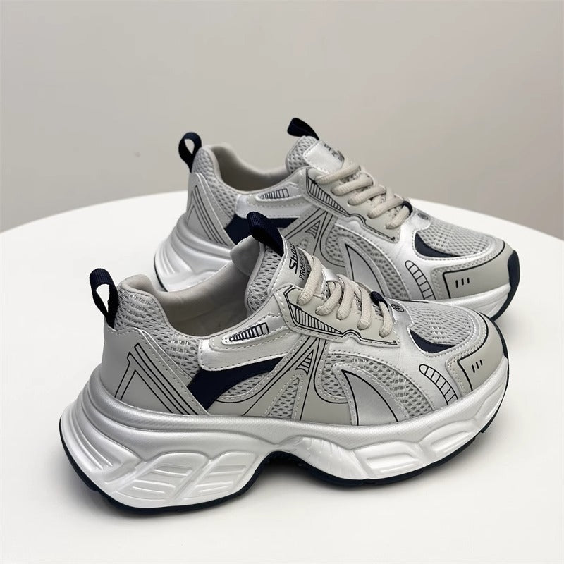 Damen Sportliche Sneakers mit atmungsaktiver Mesh-Oberfläche und gepolsterter Sohle EB