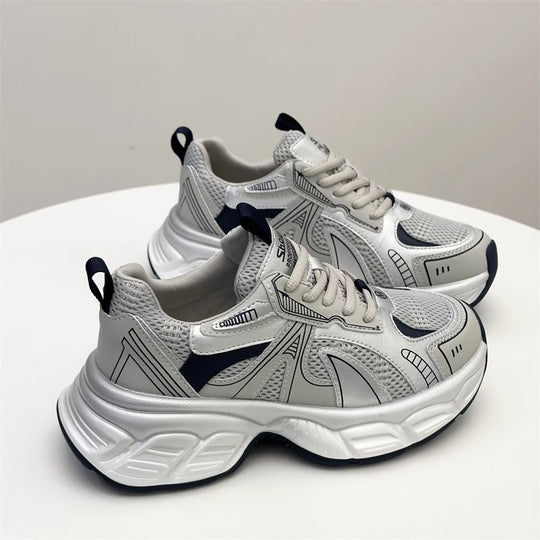 Damen Sportliche Sneakers mit atmungsaktiver Mesh-Oberfläche und gepolsterter Sohle EB