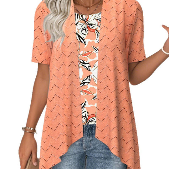 Damen asymmetrische Cardigan mit Wellenmuster und praktischen Taschen Heidi-Mode