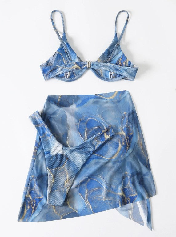 Damen Bikini-Set mit elegantem Wickelrock und modischen Akzenten EB