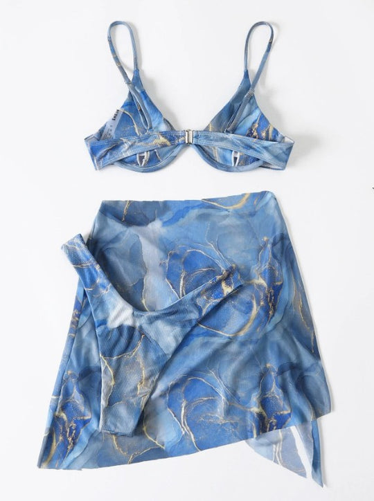 Damen Bikini-Set mit elegantem Wickelrock und modischen Akzenten EB