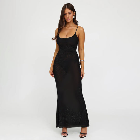 Damen Figurbetontes Abendkleid mit verführerischen Spaghettiträgern EB