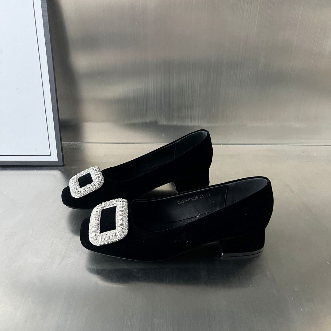 Damen Ballerinas mit funkelndem Schmuckdetail und bequemem Absatz EB