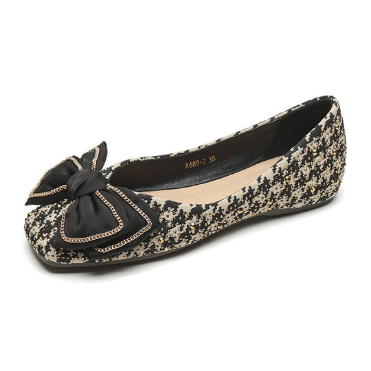 Damen Ballerinas mit eleganter Schleifenapplikation und funkelndem Strass EB