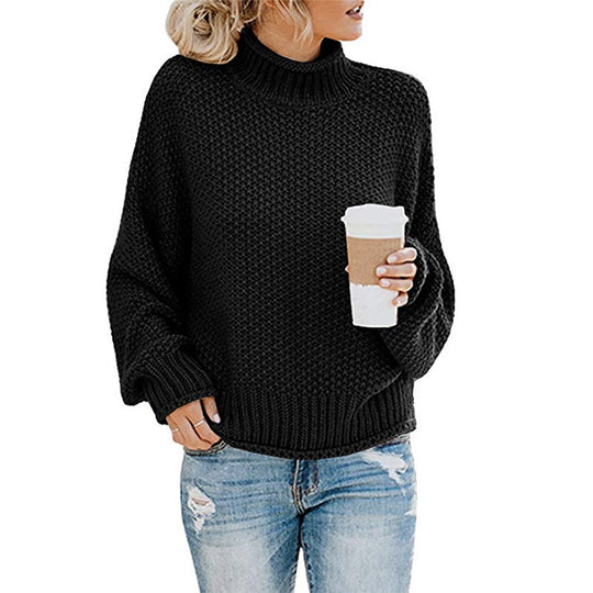 Damen nan grobstrick Rollkragenpullover mit Oversize-Schnitt und Blockstreifen-Optik EB