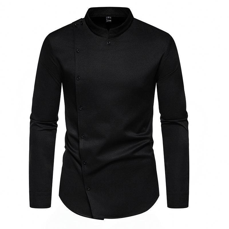 Herren Langarm Hemd mit modernem Knopfdesign EB