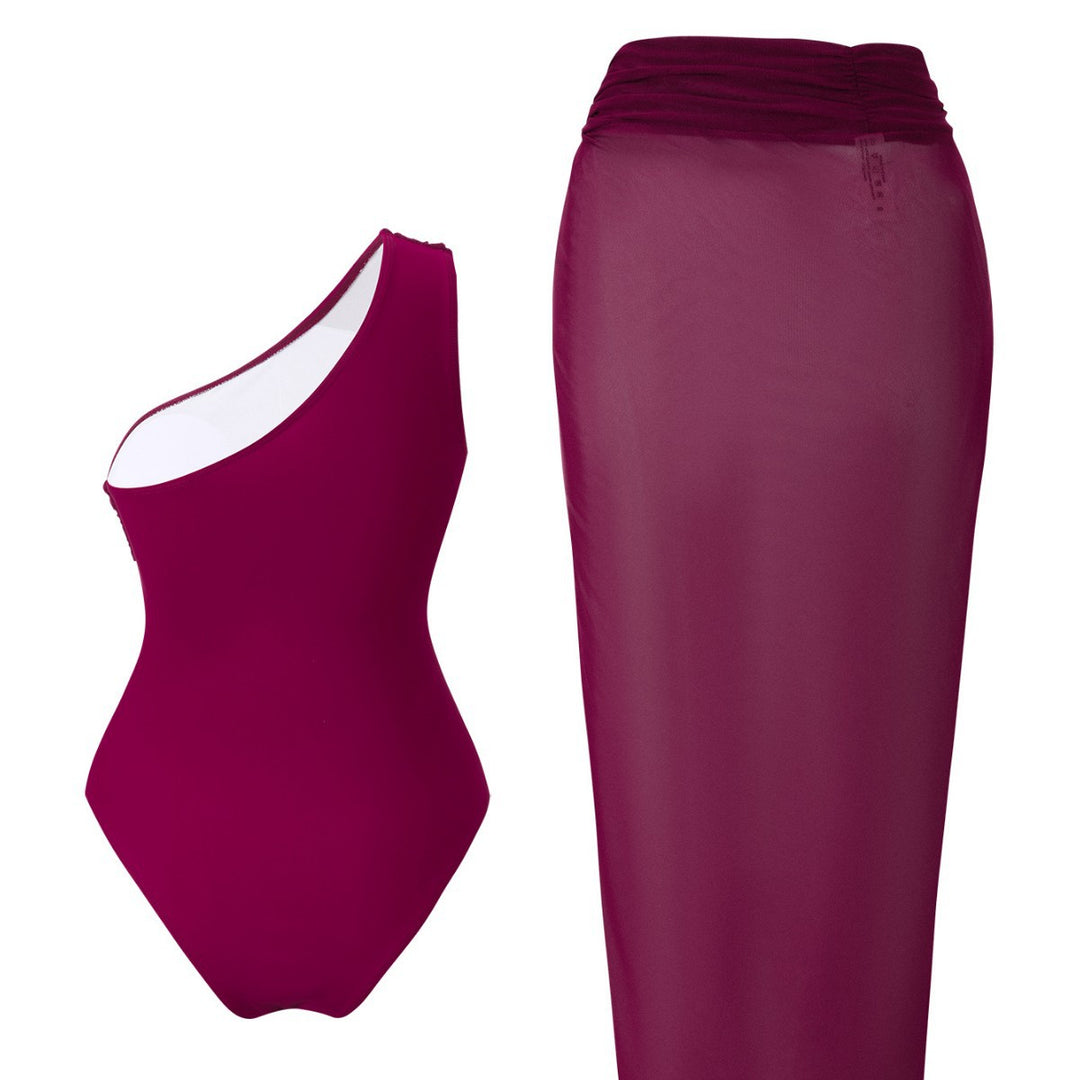 Damen elegantes One-Shoulder Badeanzug Set EB