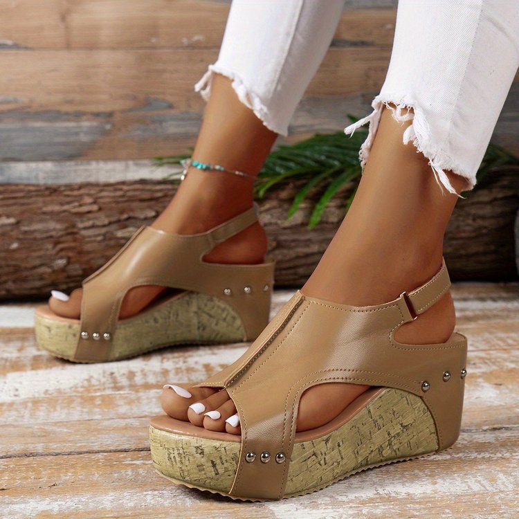 Damen Keil-Sandalen mit modischem Schliff und hochwertiger Korksohle EB