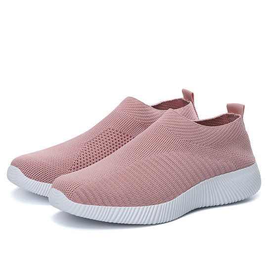 Damen atmungsaktive Slip-On Sneakers mit elastischem Obermaterial EB