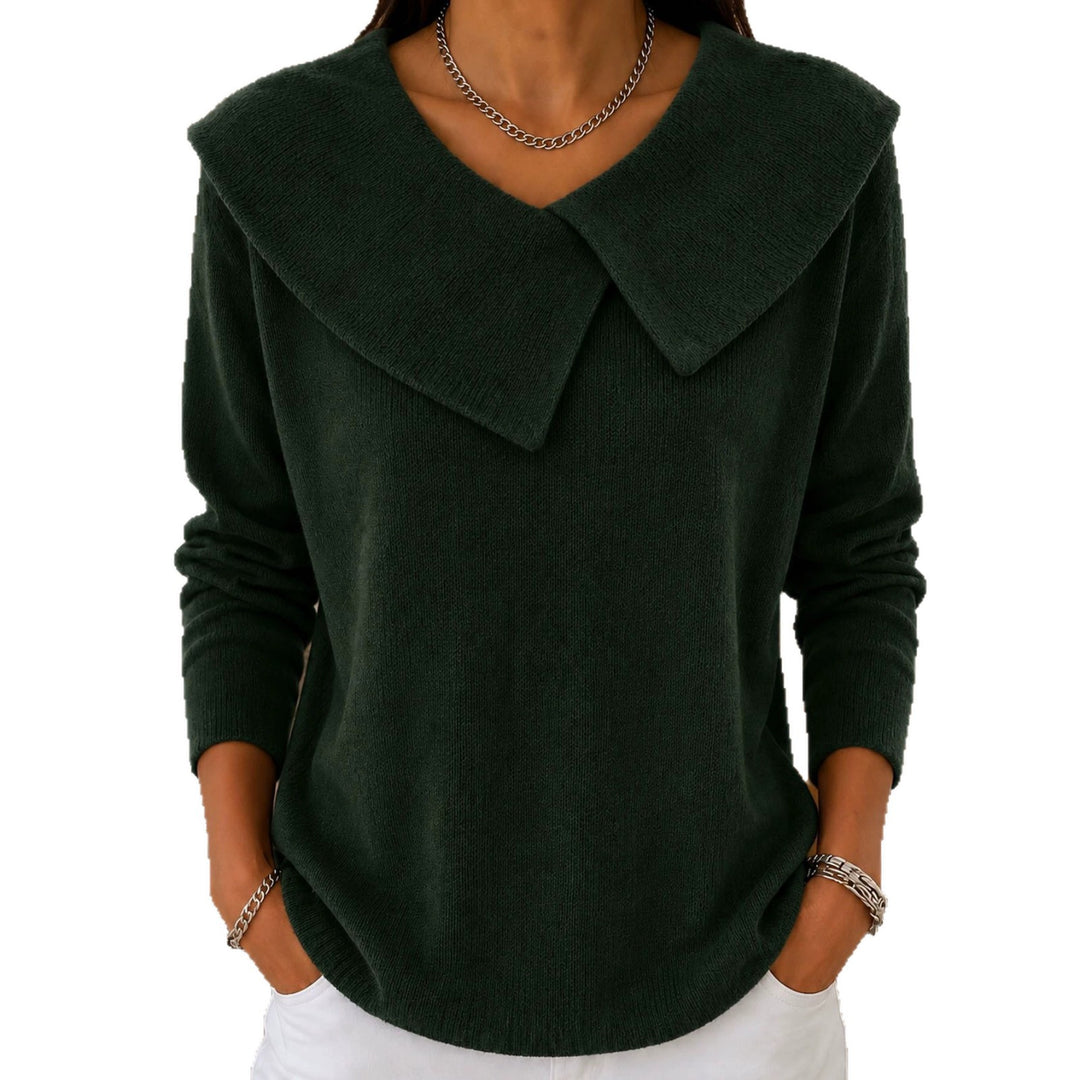Damen Grobgestrickter Strickpullover mit übergroßem Matrosenkragen EB