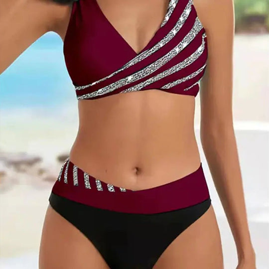 Damen Sportliches Bikini-Set mit trendigem Wickeloberteil EB