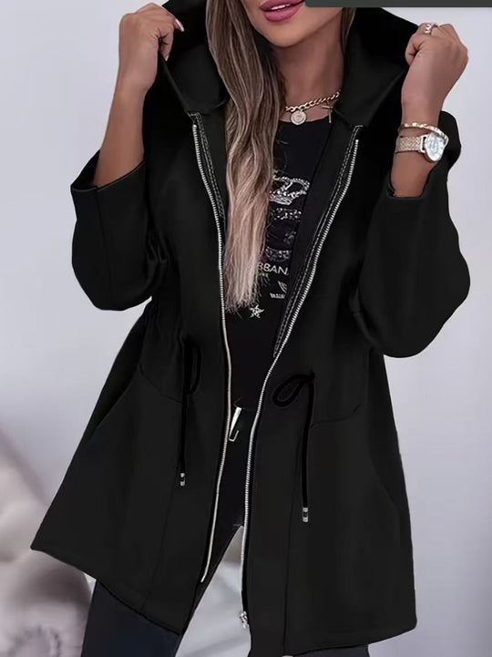 Damen nan Kapuzenparka mit Taillenzug, Zwei-Wege-Reißverschluss und Eingrifftaschen EB