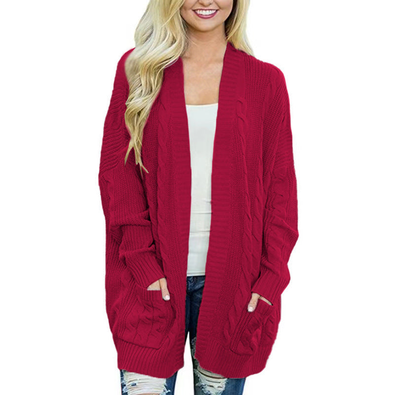 Damen Grobstrick Cardigan mit tiefen Taschen und eleganter Struktur EB
