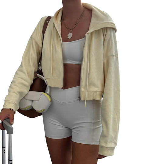 Damen lässige Sportbekleidungs-Set mit cropped Oberteil und bequemen Shorts EB