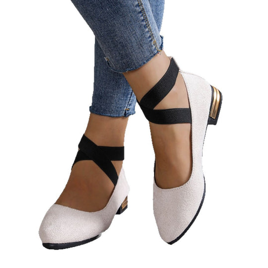 Damen Elegante Ballerinas mit elastischem Riemchen EB