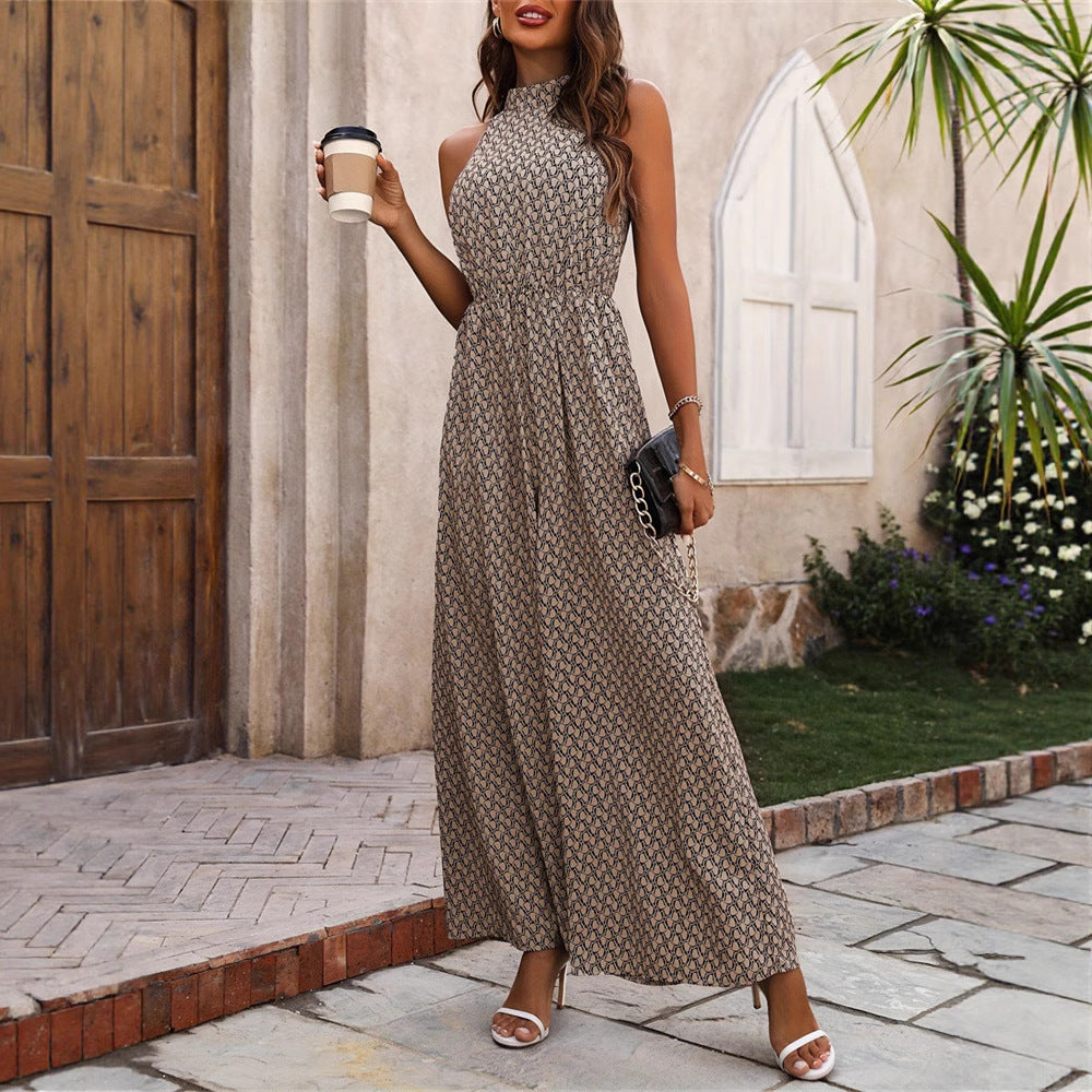 Damen Jumpsuit mit weitem Bein und hochgeschlossenem Ausschnitt EB
