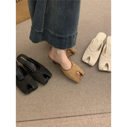 Damen atmungsaktive Mules mit elegantem Rüschendesign EB