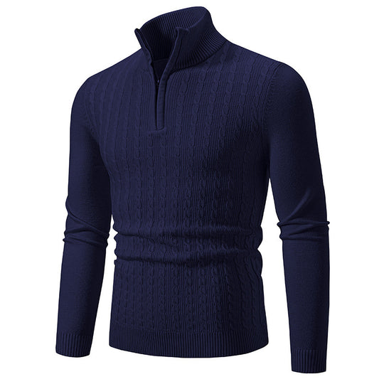 Herren eleganter Strickpullover mit hochabschließendem Reißverschluss EB