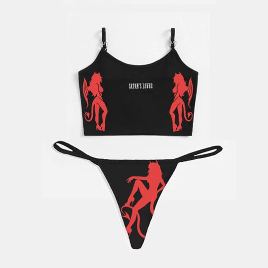 Damen Bandeau Bikini-Set mit auffälligem Grafikdruck EB