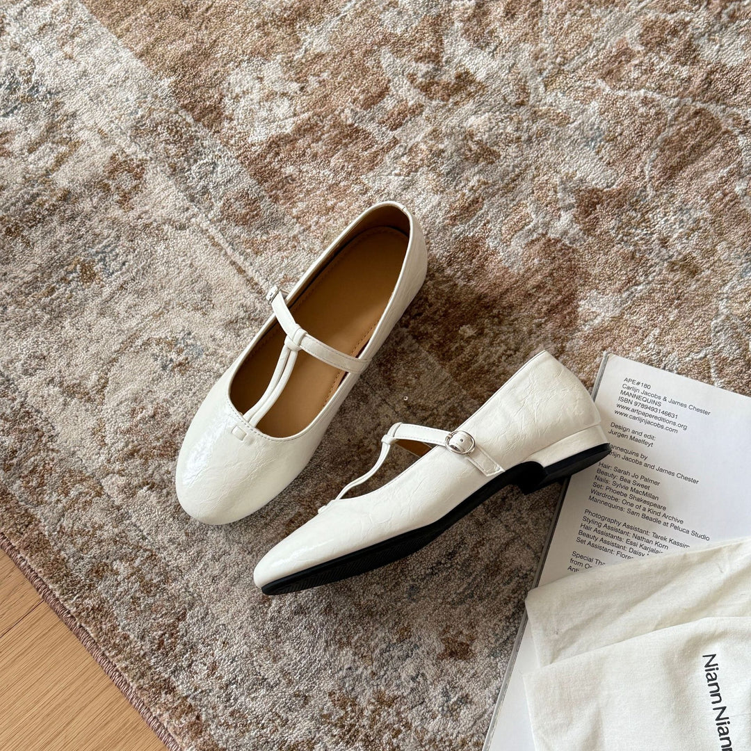 Damen Elegante Mary Jane Ballerinas mit modischem Riemchen und bequemer Polsterung EB