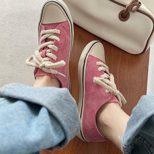 Damen Freizeit-Sneaker mit weichem Veloursleder und dicker Schnürung EB