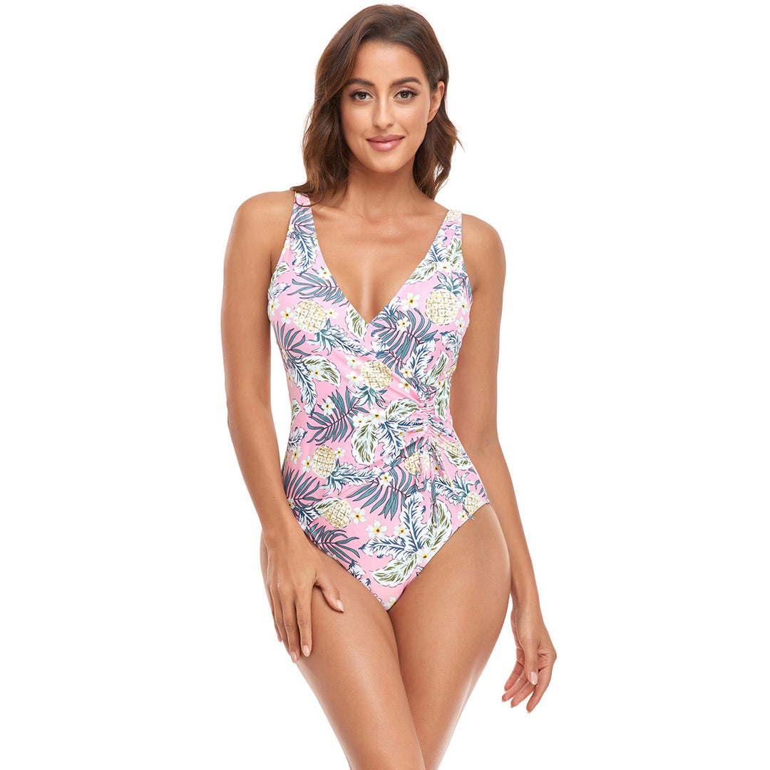 Damen Sportlicher Einteiler Badeanzug mit modernem Wickeldesign EB