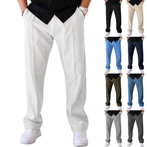 Herren elegante Freizeithose mit geradem Schnitt und klassischen Falten EB
