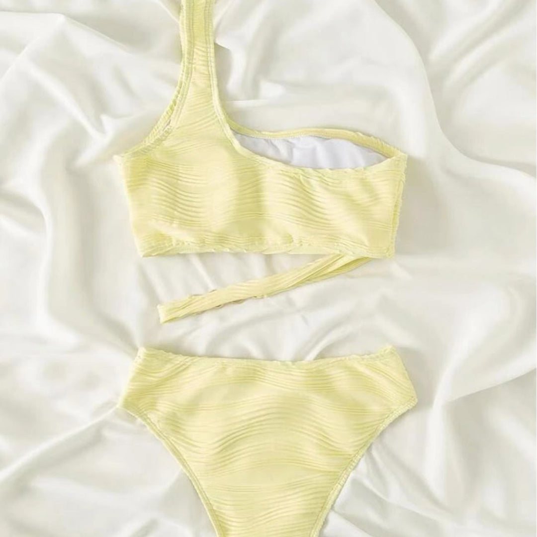 Damen Einseitiger Schnitt Bikini mit Raffung EB