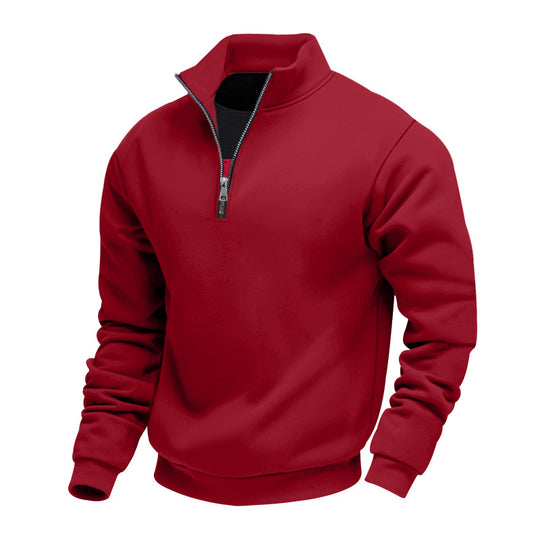 Herren sportlicher Sweatshirt mit modernem Stehkragen und Reißverschluss EB