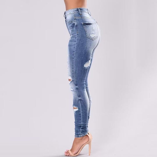Damen Skinny Ripped Jeans mit modernem Used-Look EB