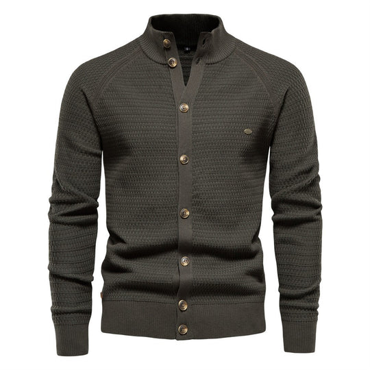 Herren Strickjacke mit modernem Zipper und stilvollen Knopfdetails EB