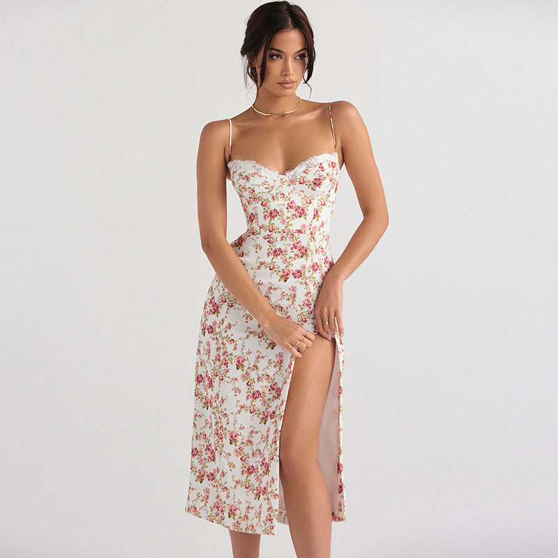 Damen Blumenkleid mit Spitze EB