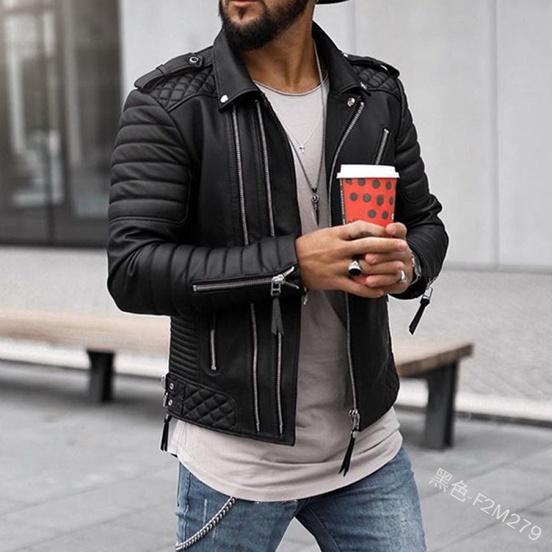 Herren Bikerjacke mit Steppungen und Reißverschlüssen EB